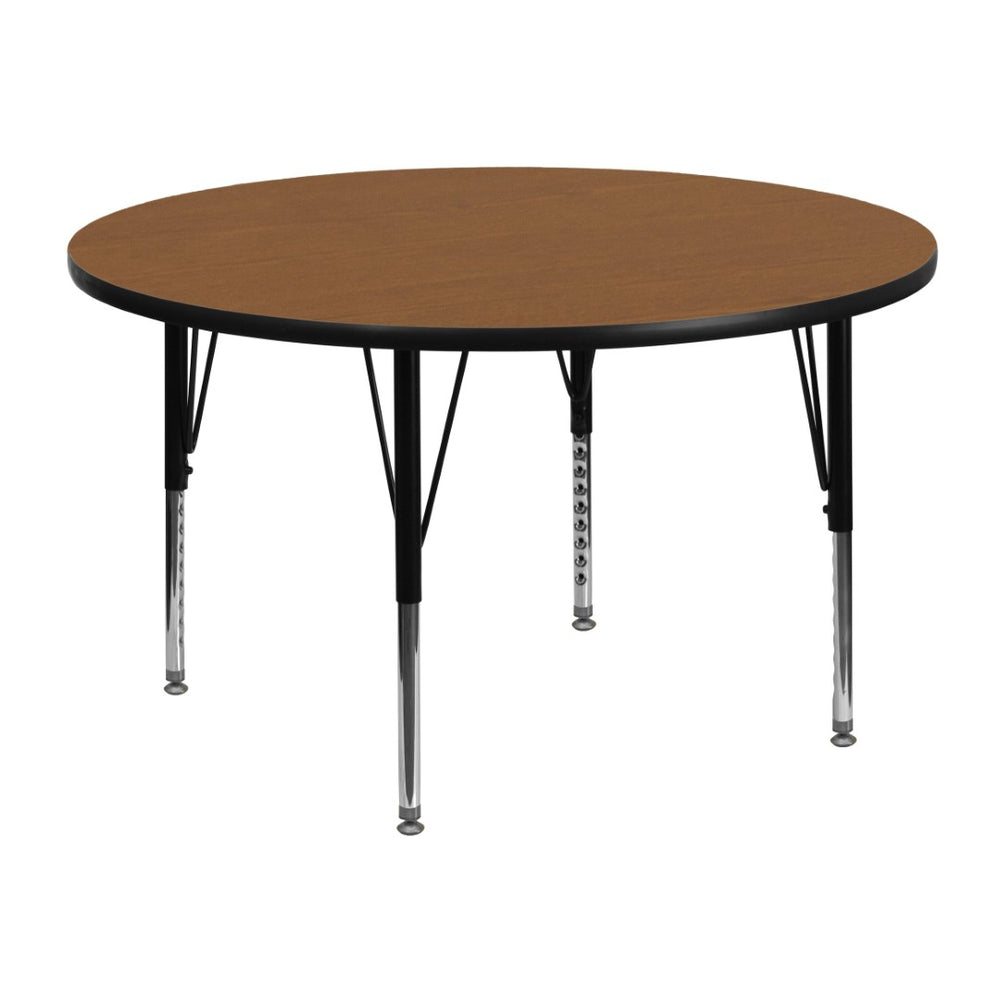 English Elm Wren Activity Table - Durable Height Adjustable Table for Group Learning & Play in Classrooms Oak 48" Round XU-A48-RND-OAK-T-P-GG