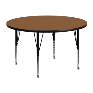 English Elm Wren Activity Table - Durable Height Adjustable Table for Group Learning & Play in Classrooms Oak 48" Round XU-A48-RND-OAK-T-P-GG