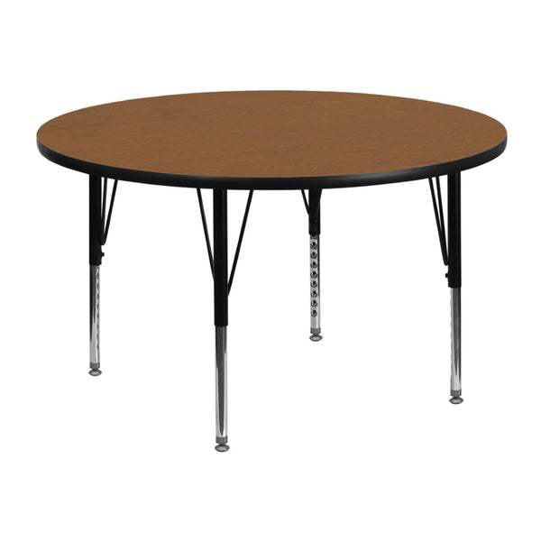 English Elm Wren Activity Table - Durable Height Adjustable Table for Group Learning & Play in Classrooms Oak 48" Round XU-A48-RND-OAK-T-P-GG