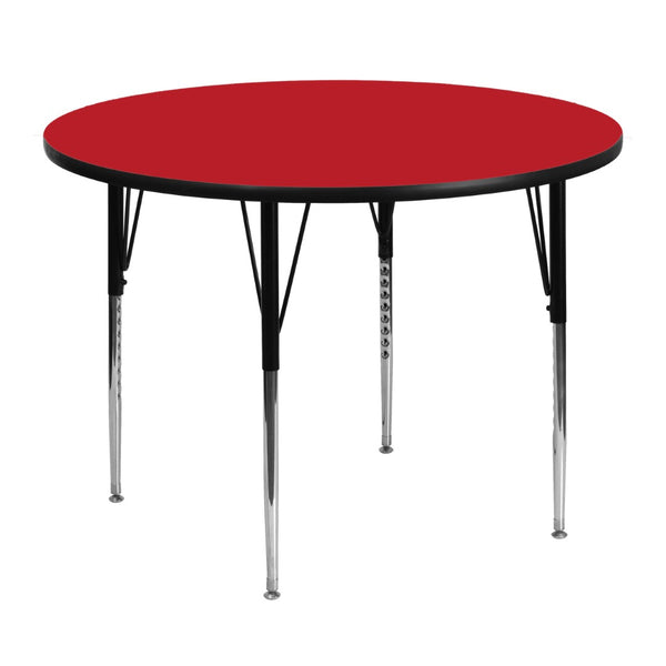 English Elm Wren Activity Table for Classrooms and Home - Durable, Adjustable Height for Collaborative Learning Red 48" Round XU-A48-RND-RED-H-A-GG