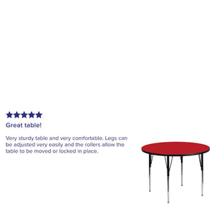 English Elm Wren Activity Table for Classrooms and Home - Durable, Adjustable Height for Collaborative Learning Red 48" Round XU-A48-RND-RED-H-A-GG