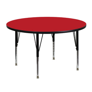 English Elm Wren Activity Table for Kids - Adjustable Height, Durable Laminate Top, Perfect for Classroom Use Red 48" Round XU-A48-RND-RED-H-P-GG