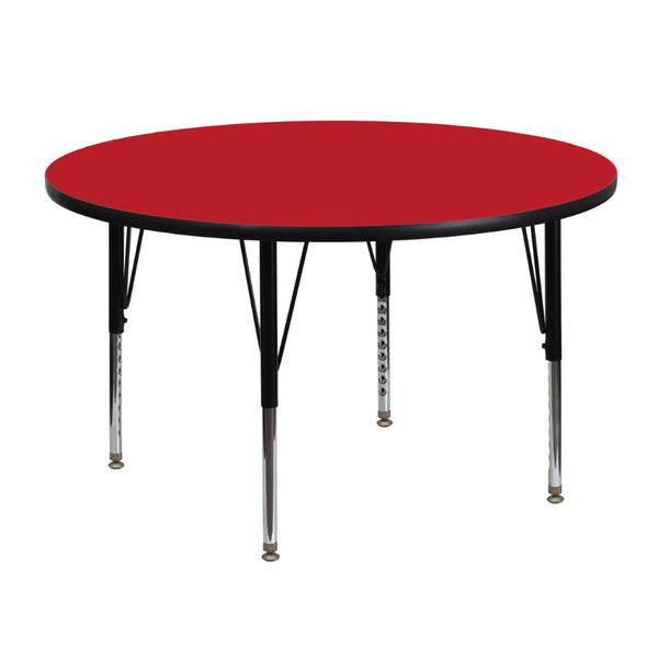 English Elm Wren Activity Table for Kids - Adjustable Height, Durable Laminate Top, Perfect for Classroom Use Red 48" Round XU-A48-RND-RED-H-P-GG