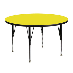 English Elm Wren Activity Table for Kids - Adjustable Height, Durable Laminate Top, Perfect for Classroom Use Yellow 48" Round XU-A48-RND-YEL-H-P-GG
