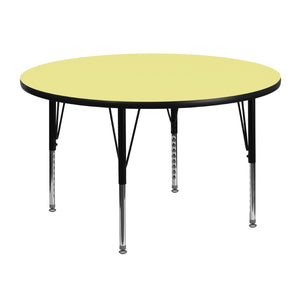 English Elm Wren Activity Table - Durable Height Adjustable Table for Group Learning & Play in Classrooms Yellow 48" Round XU-A48-RND-YEL-T-P-GG
