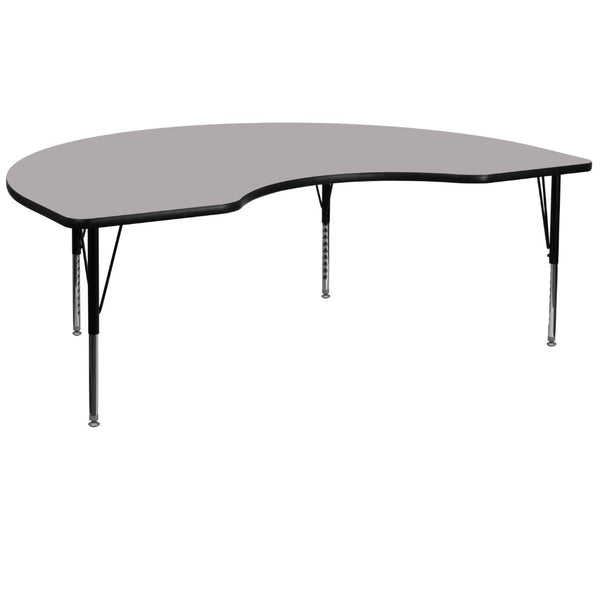 English Elm Wren Kidney-Shaped Activity Table for Early Learning - Height Adjustable, Durable & Easy to Clean Gray 48"W x 72"L Kidney XU-A4872-KIDNY-GY-H-P-GG