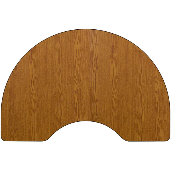 English Elm Wren Kidney-Shaped Activity Table with Adjustable Height for Collaborative Learning & Workspaces Oak 48"W x 72"L Kidney XU-A4872-KIDNY-OAK-T-A-GG