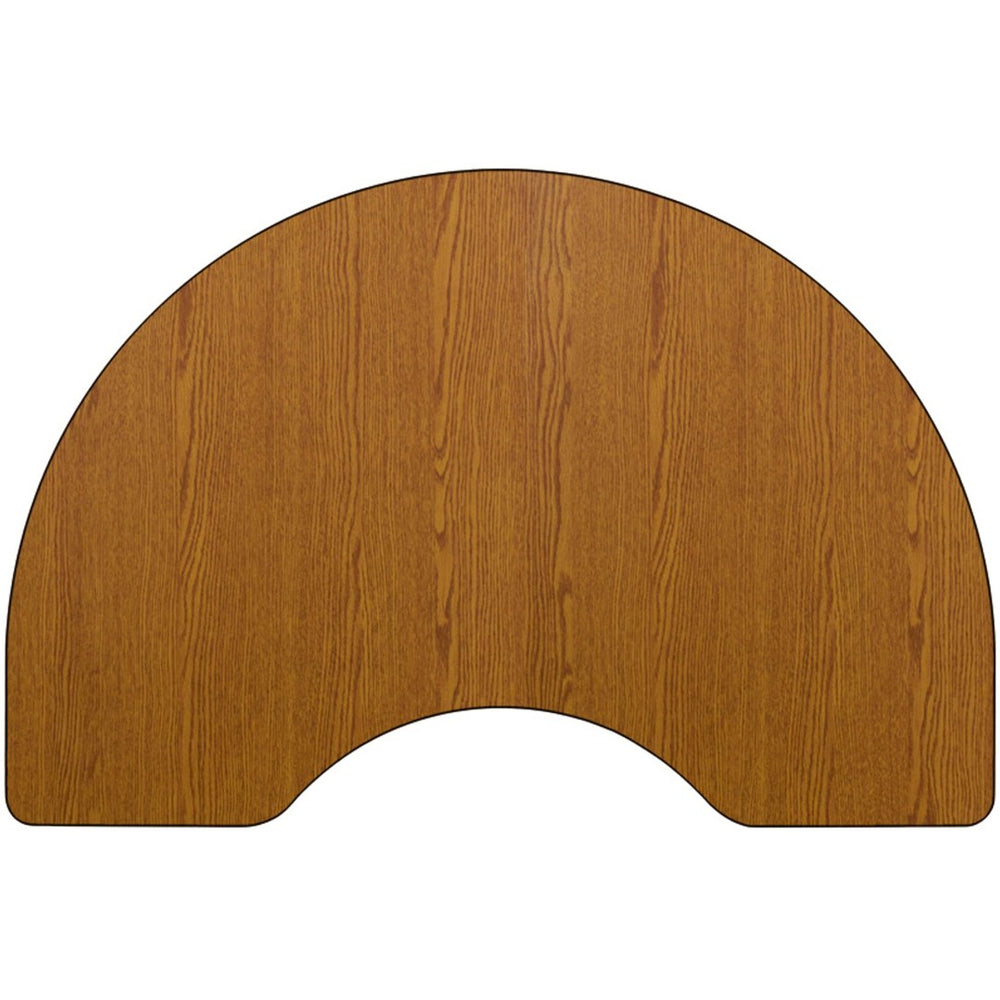English Elm Wren Mobile Kidney-Shaped Activity Table with Height-Adjustable Legs for Collaborative Spaces Oak 48"W x 96"L Kidney XU-A4896-KIDNY-OAK-T-A-CAS-GG
