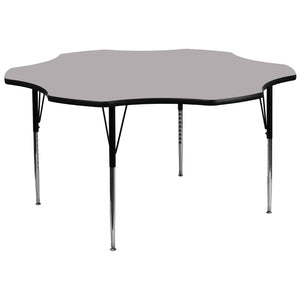 English Elm Wren Flower-Shaped Activity Table for Collaborative Learning, Adjustable Height, Durable Design Gray 60" Flower XU-A60-FLR-GY-T-A-GG