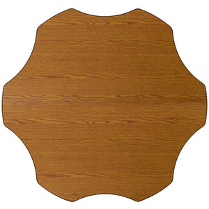 English Elm Wren Mobile Flower Activity Table for Classrooms - Height Adjustable, Durable & Easy to Clean Oak 60" Flower XU-A60-FLR-OAK-T-P-CAS-GG