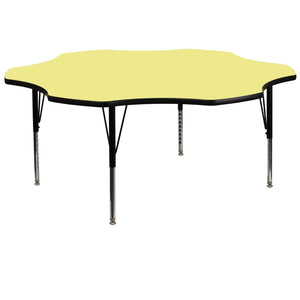 English Elm Wren Flower-Shaped Activity Table for Kids - Height Adjustable, Durable, Perfect for Classrooms Yellow 60" Flower XU-A60-FLR-YEL-T-P-GG