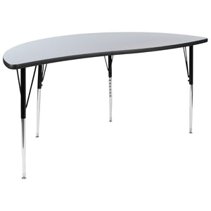 English Elm Wren Half-Circle Wave Activity Table - Versatile Collaborative Design for Classrooms and Offices Grey 60"L Half Circle XU-A60-HCIRC-GY-T-A-GG