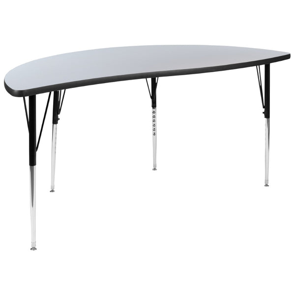 English Elm Wren Half-Circle Wave Activity Table - Versatile Collaborative Design for Classrooms and Offices Grey 60"L Half Circle XU-A60-HCIRC-GY-T-A-GG
