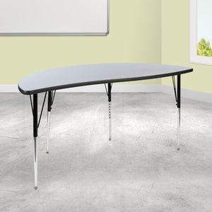 English Elm Wren Half-Circle Wave Activity Table - Versatile Collaborative Design for Classrooms and Offices Grey 60"L Half Circle XU-A60-HCIRC-GY-T-A-GG