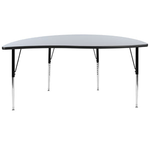 English Elm Wren Half-Circle Wave Activity Table - Versatile Collaborative Design for Classrooms and Offices Grey 60"L Half Circle XU-A60-HCIRC-GY-T-A-GG