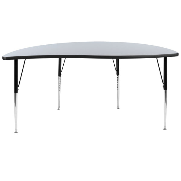 English Elm Wren Half-Circle Wave Activity Table - Versatile Collaborative Design for Classrooms and Offices Grey 60"L Half Circle XU-A60-HCIRC-GY-T-A-GG