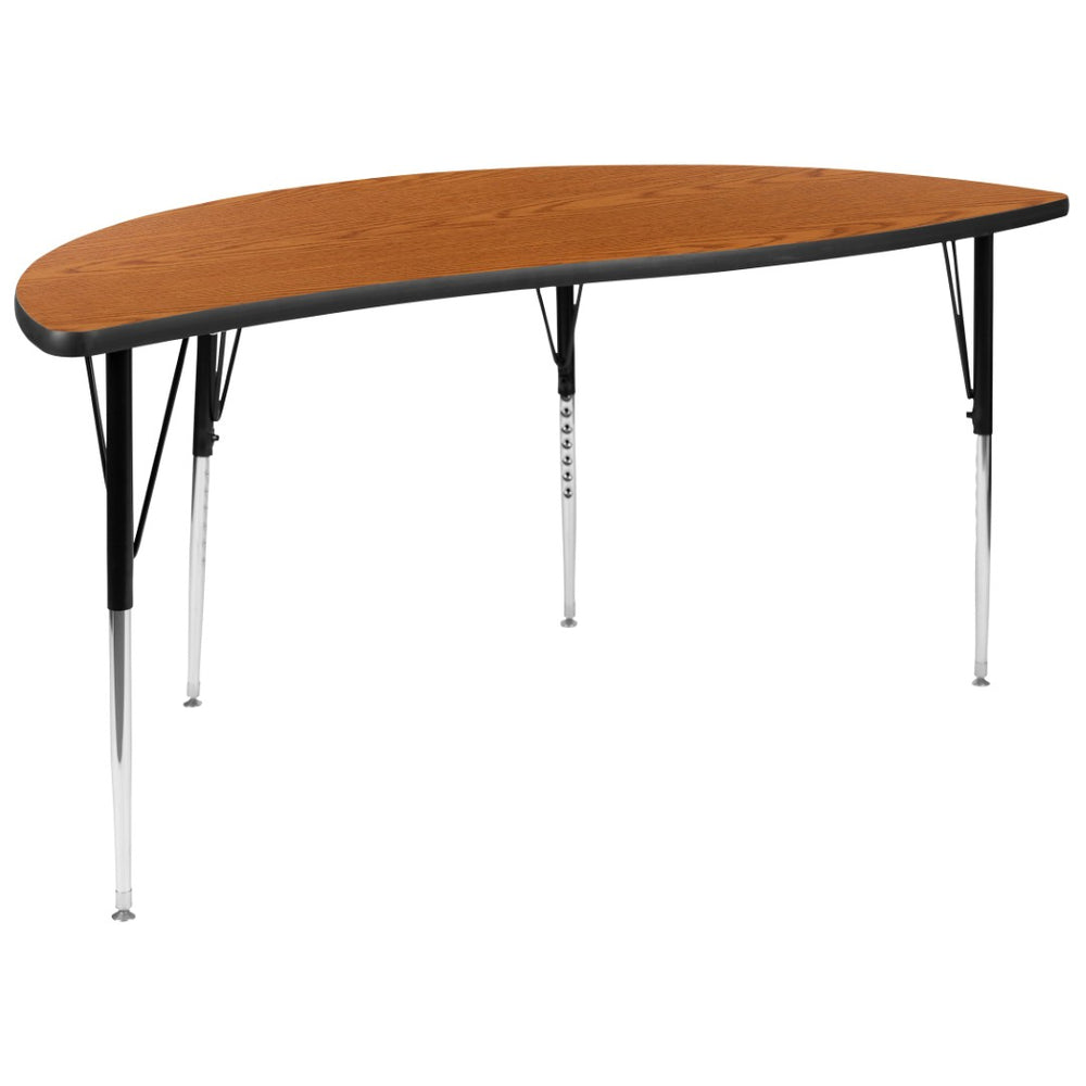 English Elm Wren Half-Circle Wave Activity Table - Versatile Collaborative Design for Classrooms and Offices Oak 60"L Half Circle XU-A60-HCIRC-OAK-T-A-GG