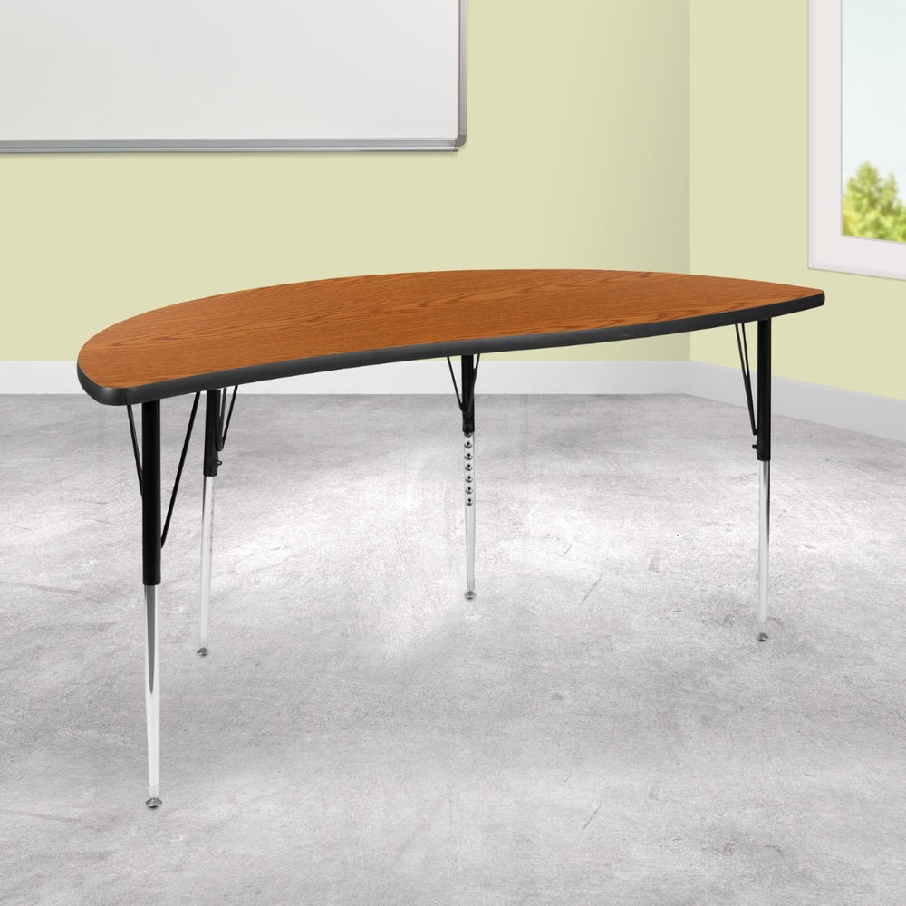 English Elm Wren Half-Circle Wave Activity Table - Versatile Collaborative Design for Classrooms and Offices Oak 60"L Half Circle XU-A60-HCIRC-OAK-T-A-GG