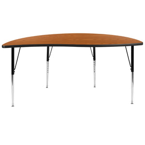English Elm Wren Half-Circle Wave Activity Table - Versatile Collaborative Design for Classrooms and Offices Oak 60"L Half Circle XU-A60-HCIRC-OAK-T-A-GG