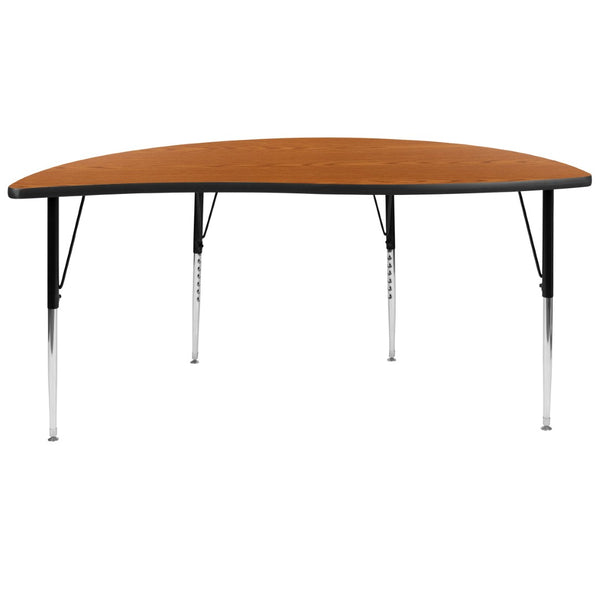 English Elm Wren Half-Circle Wave Activity Table - Versatile Collaborative Design for Classrooms and Offices Oak 60"L Half Circle XU-A60-HCIRC-OAK-T-A-GG