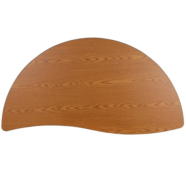 English Elm Wren Mobile Half-Circle Wave Activity Table for Collaborative Learning – Durable & Adjustable Design Oak 60"L Half Circle XU-A60-HCIRC-OAK-T-P-CAS-GG