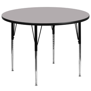 English Elm Wren Activity Table for Collaborative Spaces - Durable, Height Adjustable, Stylish and Sturdy Design Gray 60" Round XU-A60-RND-GY-T-A-GG