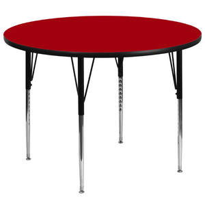 English Elm Wren Activity Table for Collaborative Spaces - Durable, Height Adjustable, Stylish and Sturdy Design Red 60" Round XU-A60-RND-RED-T-A-GG