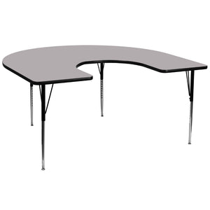 English Elm Wren Horseshoe Activity Table for Collaborative Learning - Durable, Height Adjustable & Versatile Gray 60"W x 66"L Horseshoe XU-A6066-HRSE-GY-T-A-GG