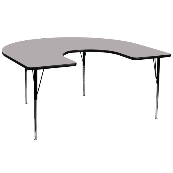 English Elm Wren Horseshoe Activity Table for Collaborative Learning - Durable, Height Adjustable & Versatile Gray 60"W x 66"L Horseshoe XU-A6066-HRSE-GY-T-A-GG