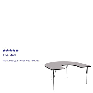 English Elm Wren Horseshoe Activity Table for Collaborative Learning - Durable, Height Adjustable & Versatile Gray 60"W x 66"L Horseshoe XU-A6066-HRSE-GY-T-A-GG
