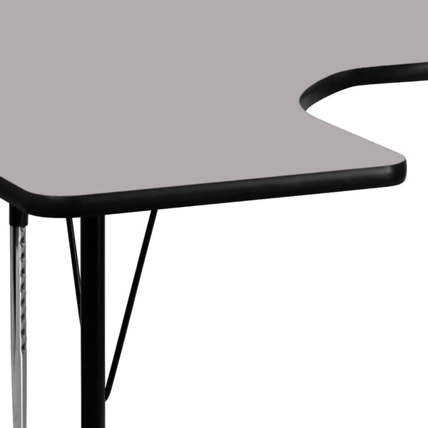 English Elm Wren Horseshoe Activity Table for Collaborative Learning - Durable, Height Adjustable & Versatile Gray 60"W x 66"L Horseshoe XU-A6066-HRSE-GY-T-A-GG