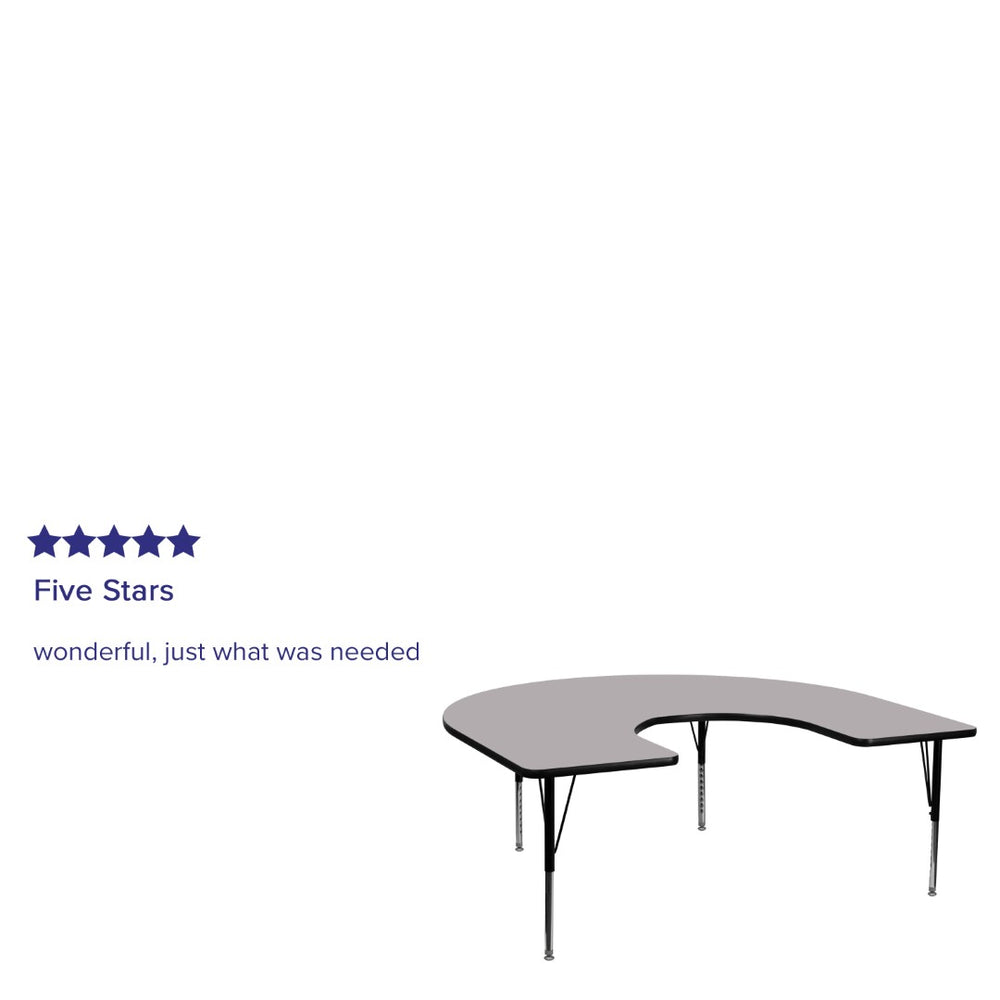 English Elm Wren Activity Table for Kids – Height Adjustable, Durable, Collaborative Play Surface for Classrooms Gray 60"W x 66"L Horseshoe XU-A6066-HRSE-GY-T-P-GG