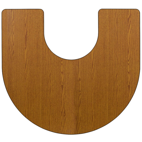 English Elm Wren Horseshoe Activity Table for Collaborative Learning - Durable, Height Adjustable & Versatile Oak 60"W x 66"L Horseshoe XU-A6066-HRSE-OAK-T-A-GG