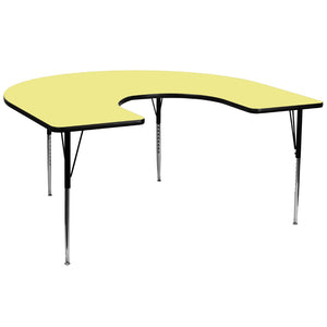 English Elm Wren Horseshoe Activity Table for Collaborative Learning - Durable, Height Adjustable & Versatile Yellow 60"W x 66"L Horseshoe XU-A6066-HRSE-YEL-T-A-GG