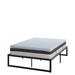 English Elm Leo Metal Platform Bed Frame with Pocket Spring Mattress & Cooling Gel Memory Foam Topper Set Black Full XU-BD10-10PSM2M35-F-GG