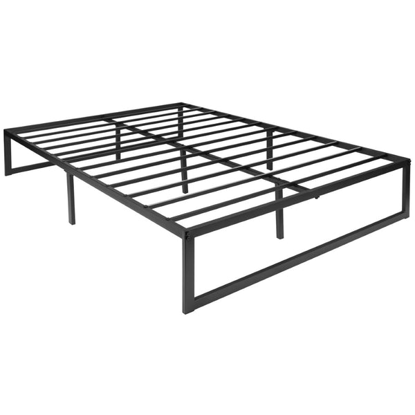 English Elm Leo Metal Platform Bed Frame with Pocket Spring Mattress & Cooling Gel Memory Foam Topper Set Black Full XU-BD10-10PSM2M35-F-GG