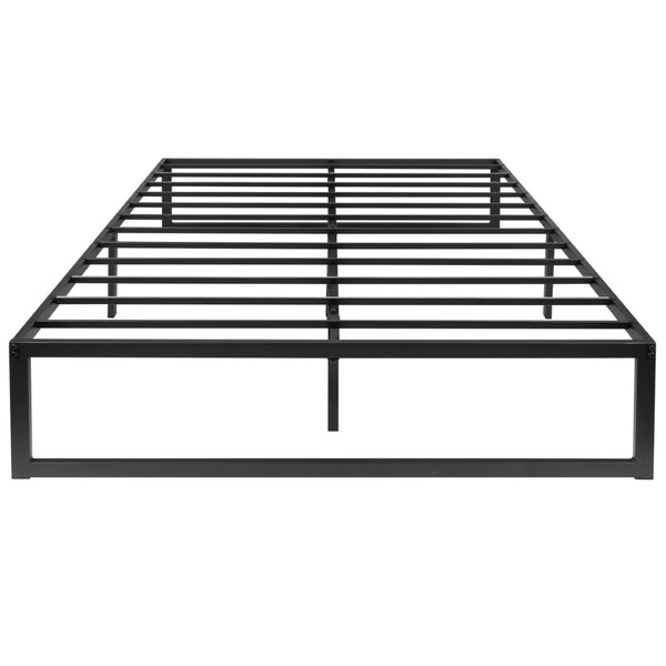 English Elm Leo Metal Platform Bed Frame with Pocket Spring Mattress & Cooling Gel Memory Foam Topper Set Black Full XU-BD10-10PSM2M35-F-GG