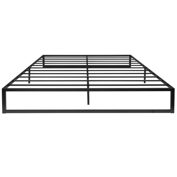 English Elm Leo 14 Inch Metal Platform Bed Frame with Pocket Spring Mattress & Cooling Gel Memory Foam Topper Black King XU-BD10-10PSM3M35-K-GG