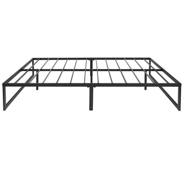 English Elm Louis 14-Inch Metal Platform Bed Frame with Pocket Spring Mattress - Easy Assembly & Comfort Delivered Black Full XU-BD10001-10PSM-F-GG