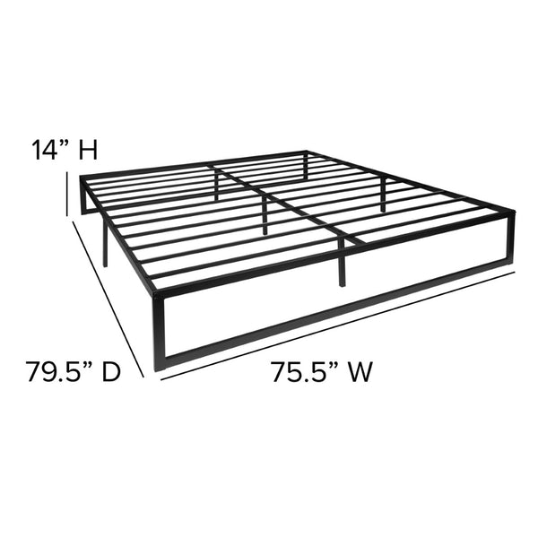 English Elm Louis 14-Inch Metal Platform Bed Frame with Pocket Spring Mattress - Easy Assembly & Comfort Delivered Black King XU-BD10001-10PSM-K-GG
