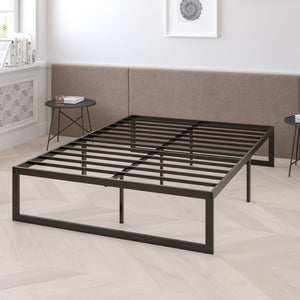 English Elm Lana 14 Inch Metal Platform Bed Frame - Modern Design with Sturdy Support and Quick Assembly Features Black Full XU-BD10001-F-GG