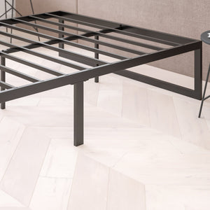 English Elm Lana 14 Inch Metal Platform Bed Frame - Modern Design with Sturdy Support and Quick Assembly Features Black Full XU-BD10001-F-GG