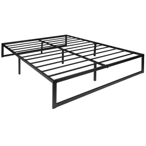 English Elm Lana 14 Inch Metal Platform Bed Frame - Modern Design with Sturdy Support and Quick Assembly Features Black Queen XU-BD10001-Q-GG