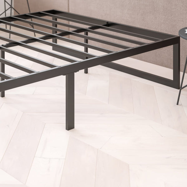 English Elm Lana 14 Inch Metal Platform Bed Frame - Modern Design with Sturdy Support and Quick Assembly Features Black Queen XU-BD10001-Q-GG