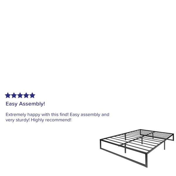 English Elm Lana 14 Inch Metal Platform Bed Frame - Modern Design with Sturdy Support and Quick Assembly Features Black Queen XU-BD10001-Q-GG