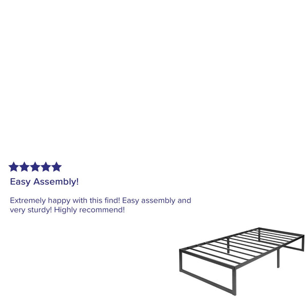 English Elm Lana 14 Inch Metal Platform Bed Frame - Modern Design with Sturdy Support and Quick Assembly Features Black Twin XU-BD10001-T-GG