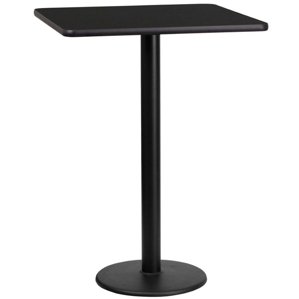 English Elm Stiles Bar Height Table Set with Durable Laminate Top and Sturdy Cast-Iron Base for Dining Areas Black 24" Square XU-BLKTB-2424-TR18B-GG