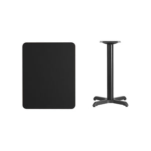English Elm Stiles 24'' x 30'' Black Laminate Table Top with Heavy-Duty X-Base for Dining & Hospitality Spaces XU-BLKTB-2430-T2222-GG