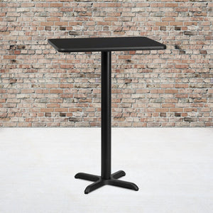 English Elm Stiles Rectangular Laminate Table Top with Bar Height Base - Durable, Modern Design for Any Space Black 24"W x 30"L XU-BLKTB-2430-T2222B-GG