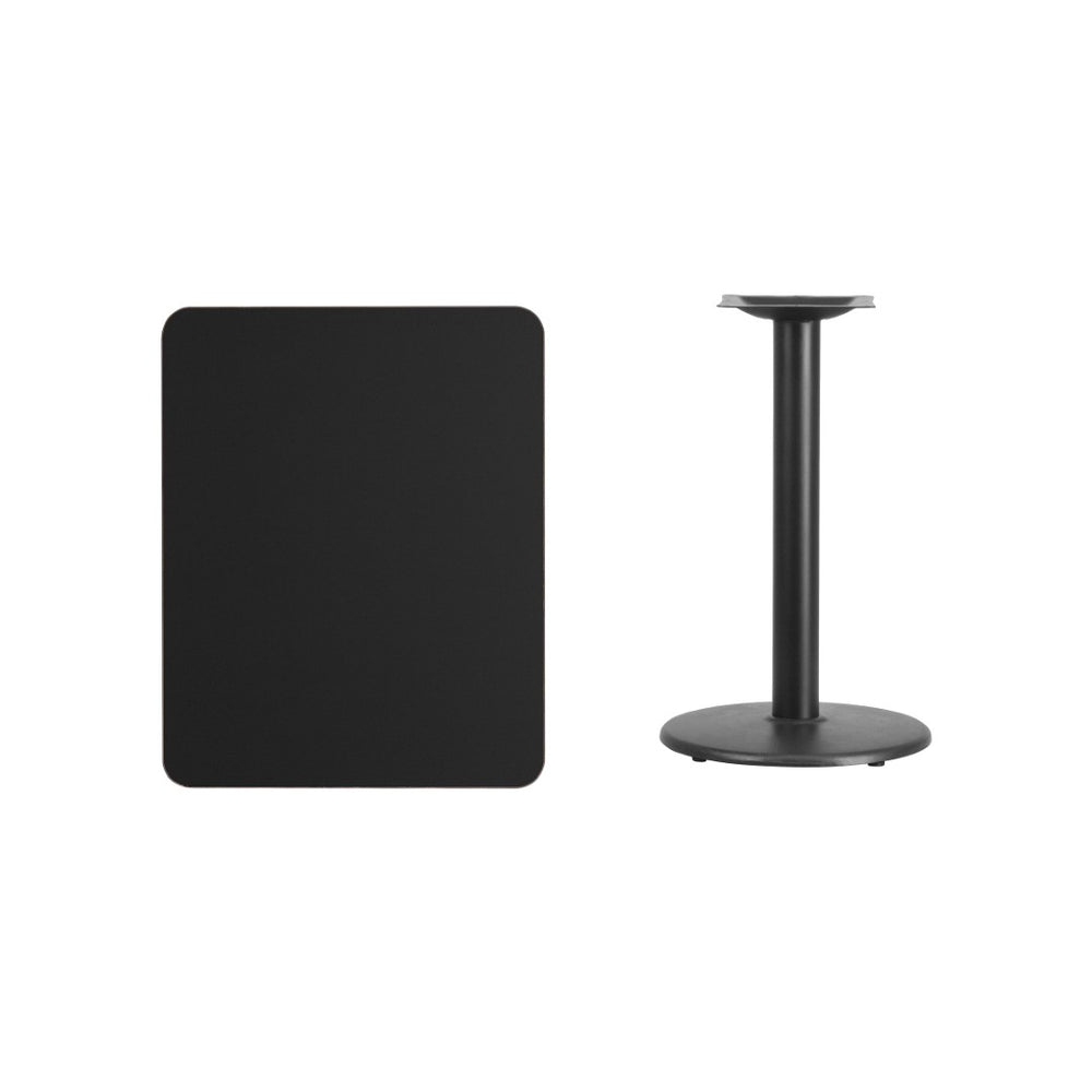English Elm Stiles 24" x 30" Rectangular Black Laminate Table Top with Durable Cast Iron Base for Versatile Use XU-BLKTB-2430-TR18-GG
